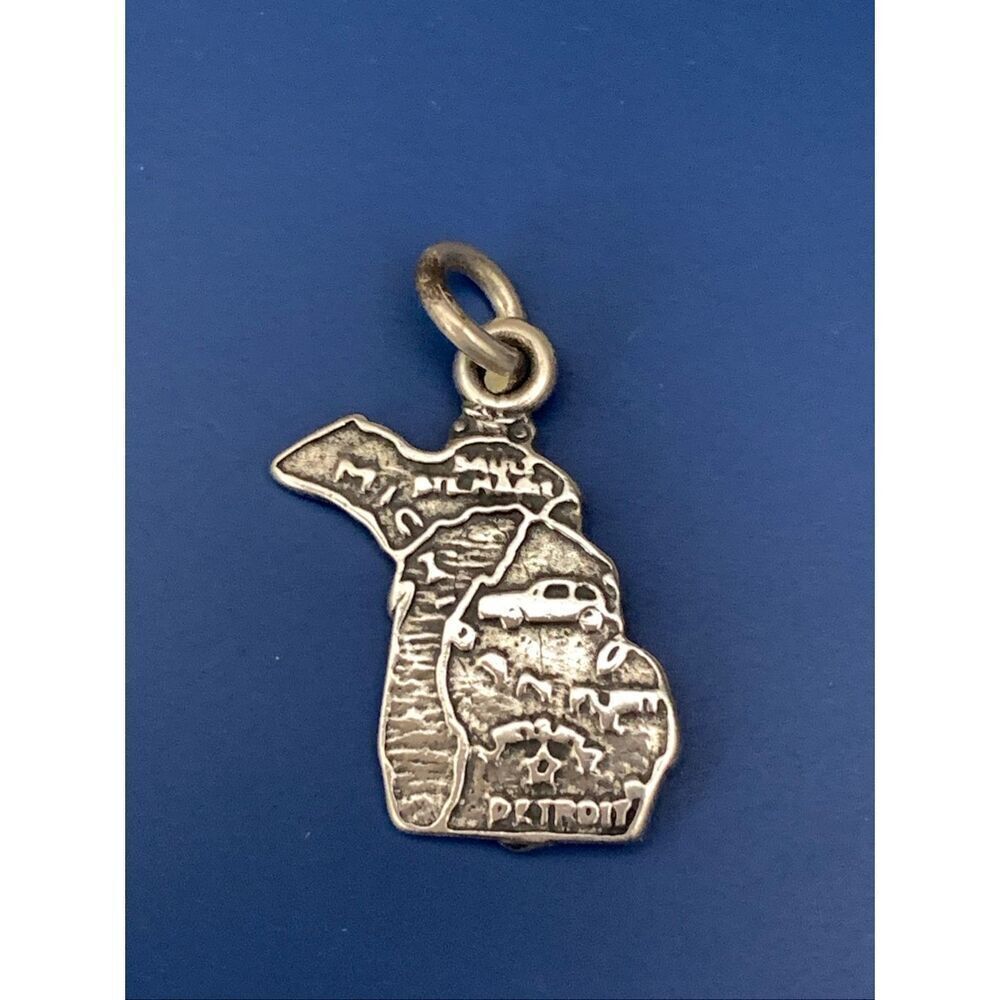 ..925 Michigan State Sterling Silver Jewelry Charm #Detroit #Great Lakes #cars